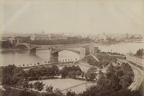 Foto Koblenz am Rhein, Eisenbahnbrücke mit Panorama vom Ort