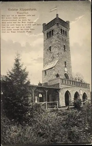 Ak Rinteln an der Weser Kreis Schaumburg, Partie am Klippenturm, Weserlied