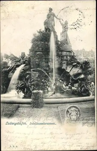Ak Ludwigshafen am Rhein, Jubiläumsbrunnen