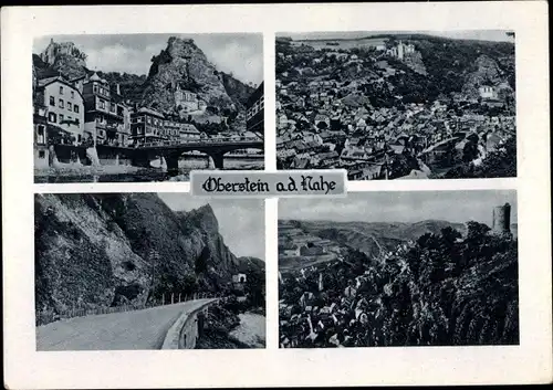Ak Oberstein an der Nahe, Gesamtansicht, Ruine, Teilansicht