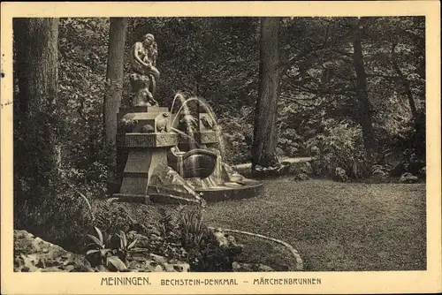 Ak Meiningen in Südthüringen, Bechstein Denkmal, Märchenbrunnen
