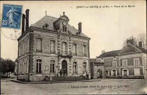 Ak Crouy sur Ourcq Seine et Marne, Place de la Mairie