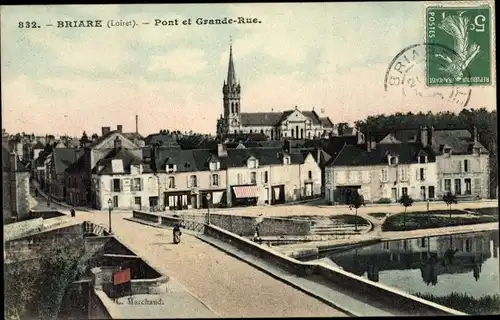 Ak Briare Loiret, Pont et la Grande Rue