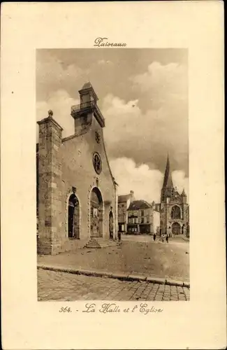 Ak Puiseaux Loiret, La Halle et L´Église