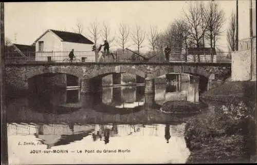 Ak Jouy sur Morin Seine et Marne, Pont du Grand Morin