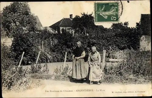 Ak Chaumes en Brie Seine et Marne, Argentières, La Mare