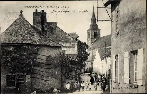 Ak Chavagnes les Eaux Maine et Loire, Rue de l´Église