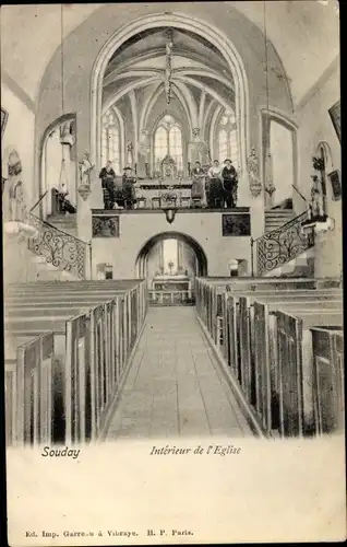 Ak Souday Loir et Cher, Intérieur de l´Église