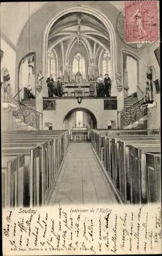 Ak Souday Loir et Cher, Intérieur de l´Église