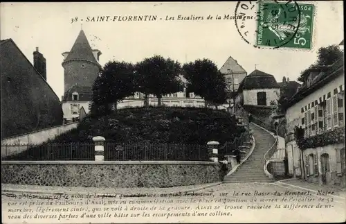 Ak Saint Florentin Yonne, Escaliers de la Montagne