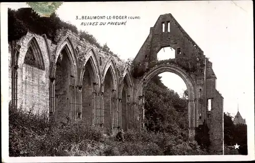 Ak Beaumont le Roger Eure, Ruines du Prieuré