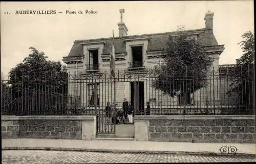 Ak Aubervilliers Seine Saint Denis, Poste de Police