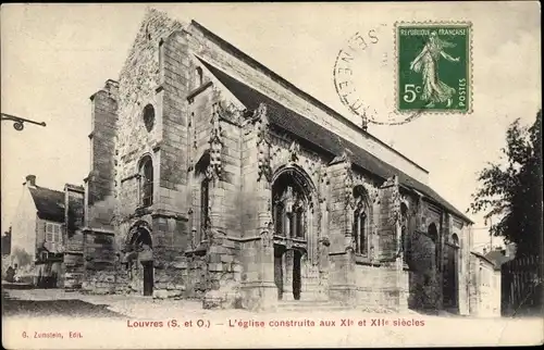 Ak Louvres Val d’Oise, L´Eglise construite aux XIe et XIIe siecles