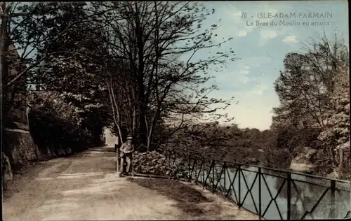 Ak L'Isle Adam Farmain Val d’Oise, Le Bras du Moulin en amont