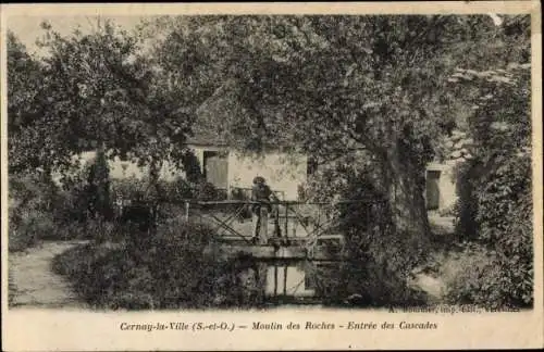 Ak Cernay la Ville Yvelines, Moulin des Roches, Entrée des Cascades