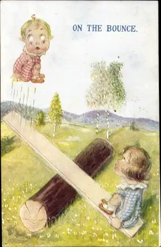 Ak Kinder auf einer Wippe, On the bounce