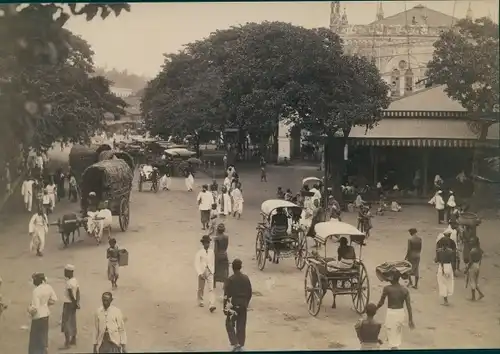 Foto Colombo Ceylon Sri Lanka, Straßenpartie, Rikschas