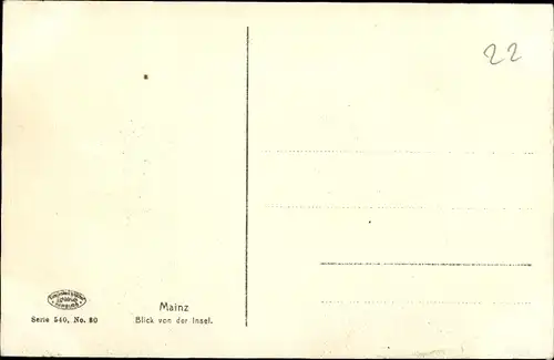 Künstler Ak Mainz am Rhein, Blick von der Insel