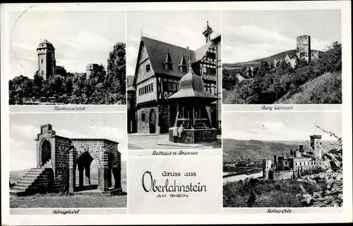 Ak Oberlahnstein Lahnstein Rhein Lahn Kreis, Burg Lahneck, Stolzenfels, Königstuhl, Rathaus