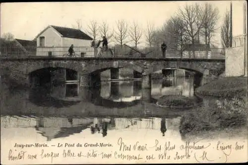 Ak Jouy sur Morin Seine et Marne, Pont du Grand Morin