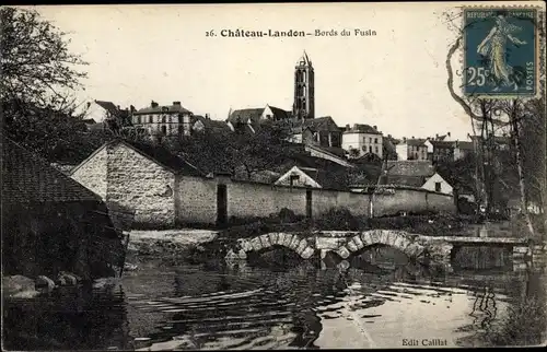 Ak Chateau Landon Seine et Marne, Bords du Fusin