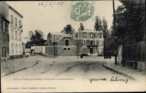 Ak Lizy sur Ourcq Seine et Marne, Place de la Gendarmerie