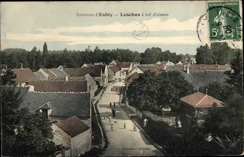 Ak Esbly Seine et Marne, Lesches à Vol d´Oiseau