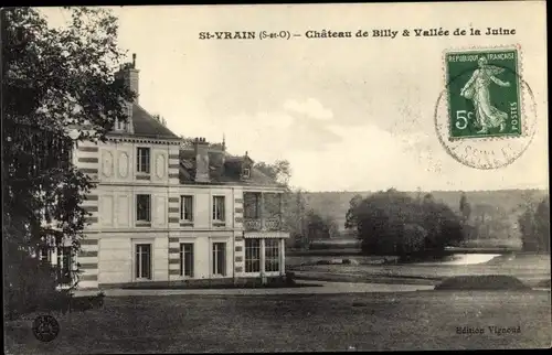 Ak Saint Vrain Essonne, Chateau de Billy & Vallee de la Juine