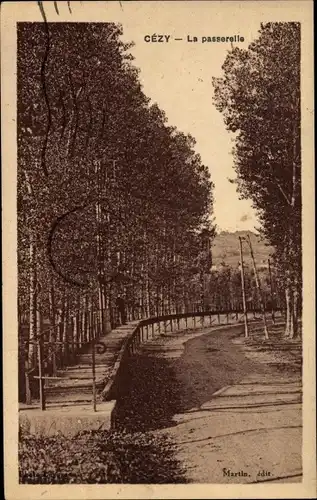 Ak Cézy Yonne, La Passerelle