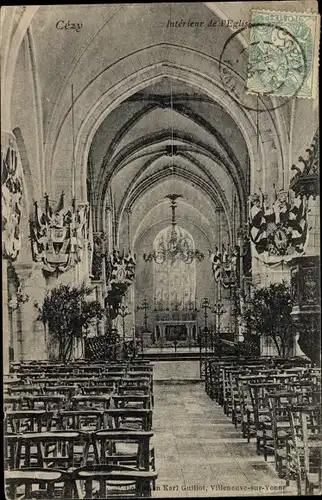 Ak Cézy Yonne, Intérieur de l´Église