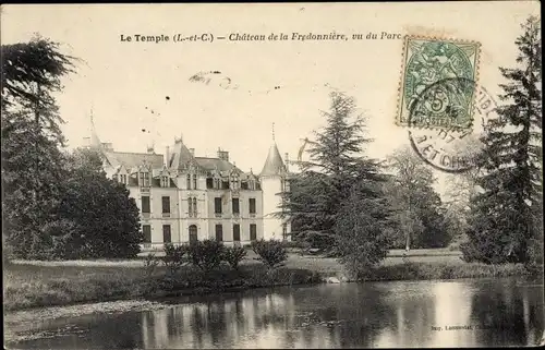 Ak Le Temple Loir et Cher, Château de la Fredonniére, vu du parc