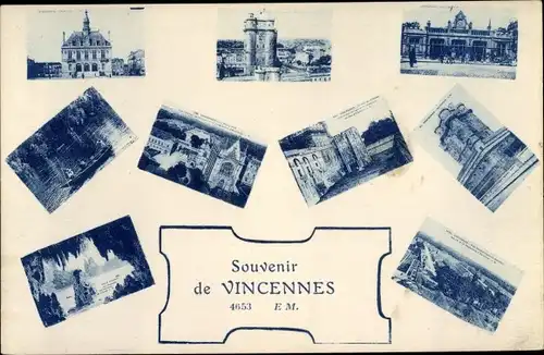 Ak Vincennes Val de Marne, Souvenir, Mairie, Fort, Grotte, Gare