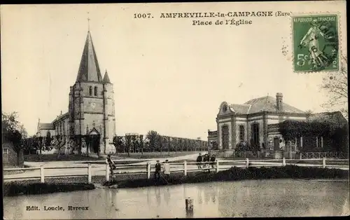 Ak Anfreville la Campagne, Place de l´Église