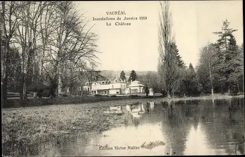 Ak Vauréal Val d´Oise, Inondations de Janvier 1910, Le Chateau