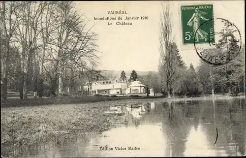 Ak Vauréal Val d´Oise, Inondations de Janvier 1910, Le Chateau