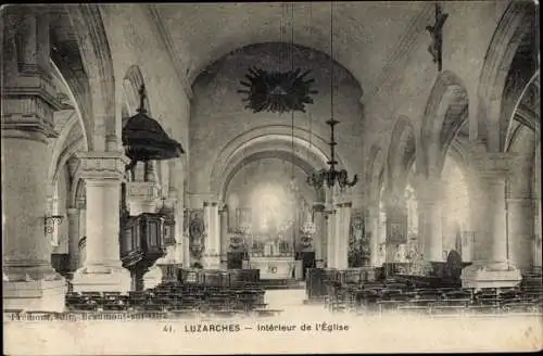 Ak Luzarches Val d’Oise, Interieur de l´Eglise