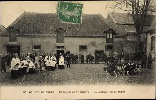 Ak La Celle les Bordes Yvelines, Chasse à Courre Chasse de la Sainte Hubert, Bénédiction de la Meute