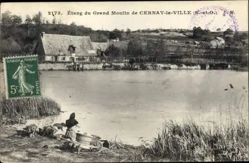 Ak Cernay la Ville Yvelines, Étang du Grand Moulin