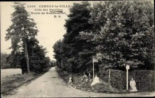 Ak Cernay la Ville Yvelines, Côte des Pucelles, Route de Rambouillet