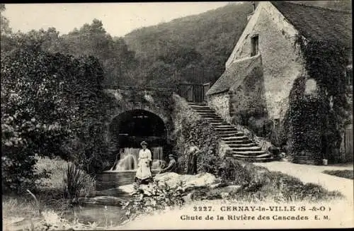 Ak Cernay la Ville Yvelines, Chute de la Rivière des Cascades