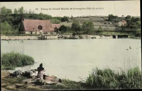 Ak Cernay la Ville Yvelines, Étang du Grand Moulin