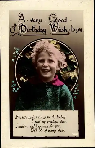 Ak Glückwunsch Geburtstag, Blonder Junge mit Locken