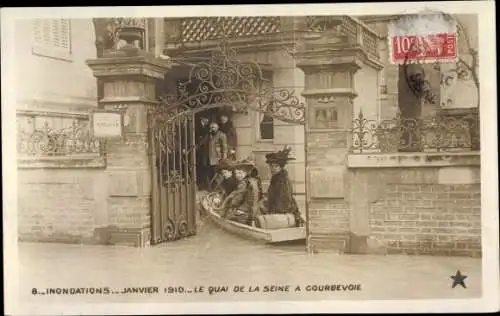 Ak Courbevoie Hauts de Seine, Inondations Janvier 1910, Quai de la Seine