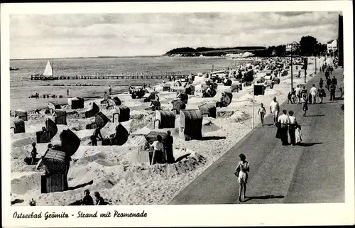 Ak Ostseebad Grömitz in Holstein, Strand mit Promenade