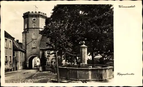 Ak Wunsiedel Fichtelgebirge, Blick auf das Koppethentor, Brunnen