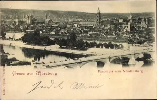 Ak Würzburg am Main Unterfranken, Panorama vom Nikolausberg
