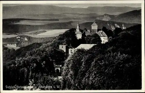Ak Attendorn im Sauerland, Schloss Schnellenberg, Fliegeraufnahme