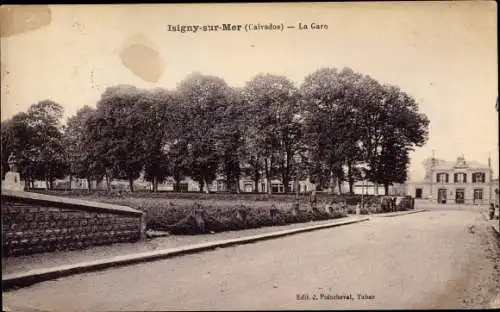 Ak Isigny sur Mer Calvados, La Gare