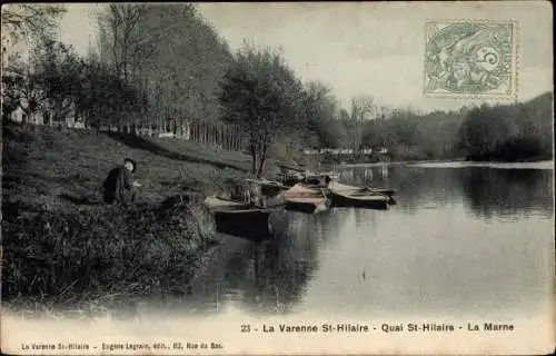 Ak La Varenne Saint Hilaire Val de Marne, Quai Saint Hilaire, La Marne
