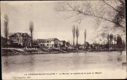 Ak La Varenne Saint Hilaire Val de Marne, La Marne, Matelot et le Quai du Mesnil